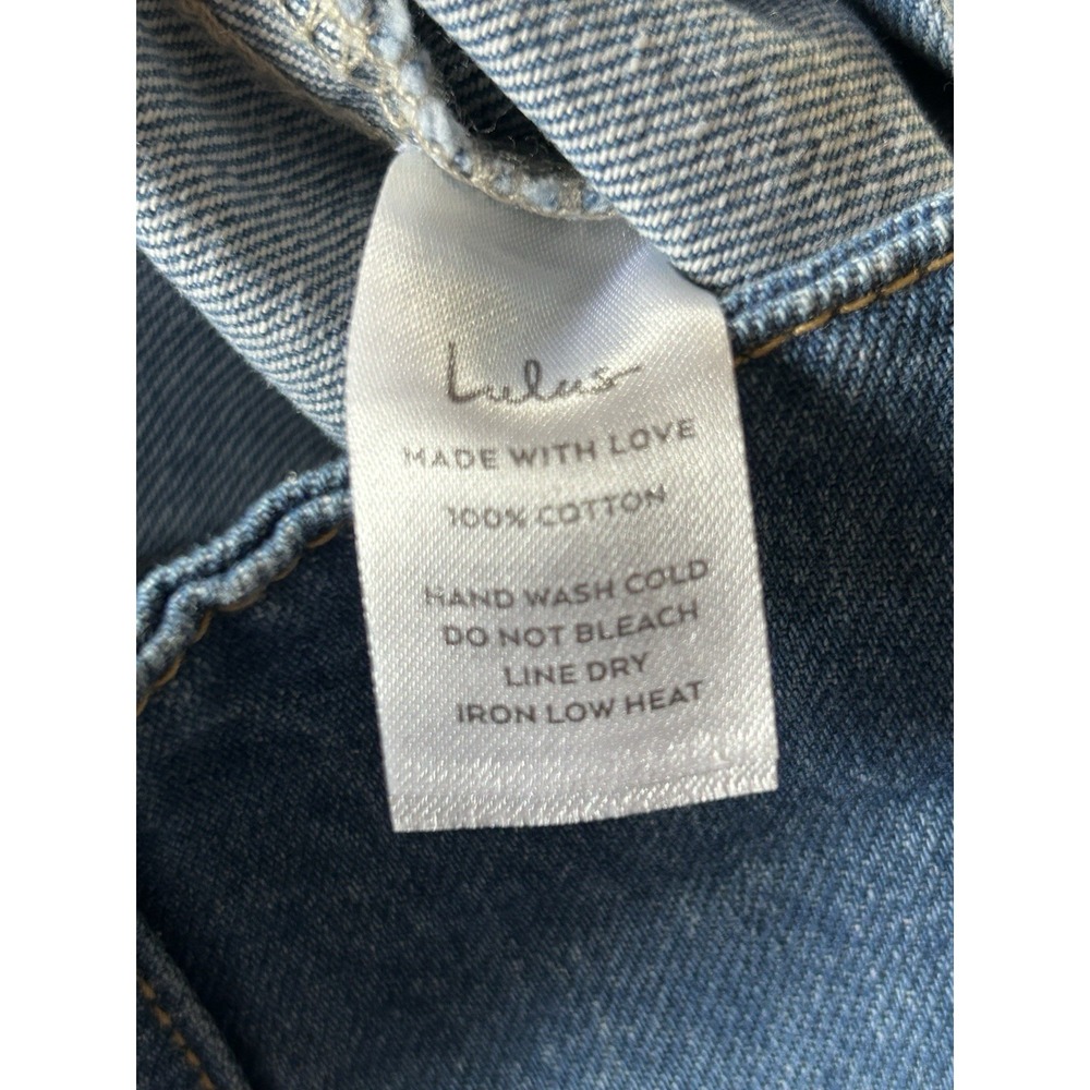 Women's Lulus Denim Long‎ Skirt W/ Buttons Pockets Slit 90s Retro - Picture 5 of 5